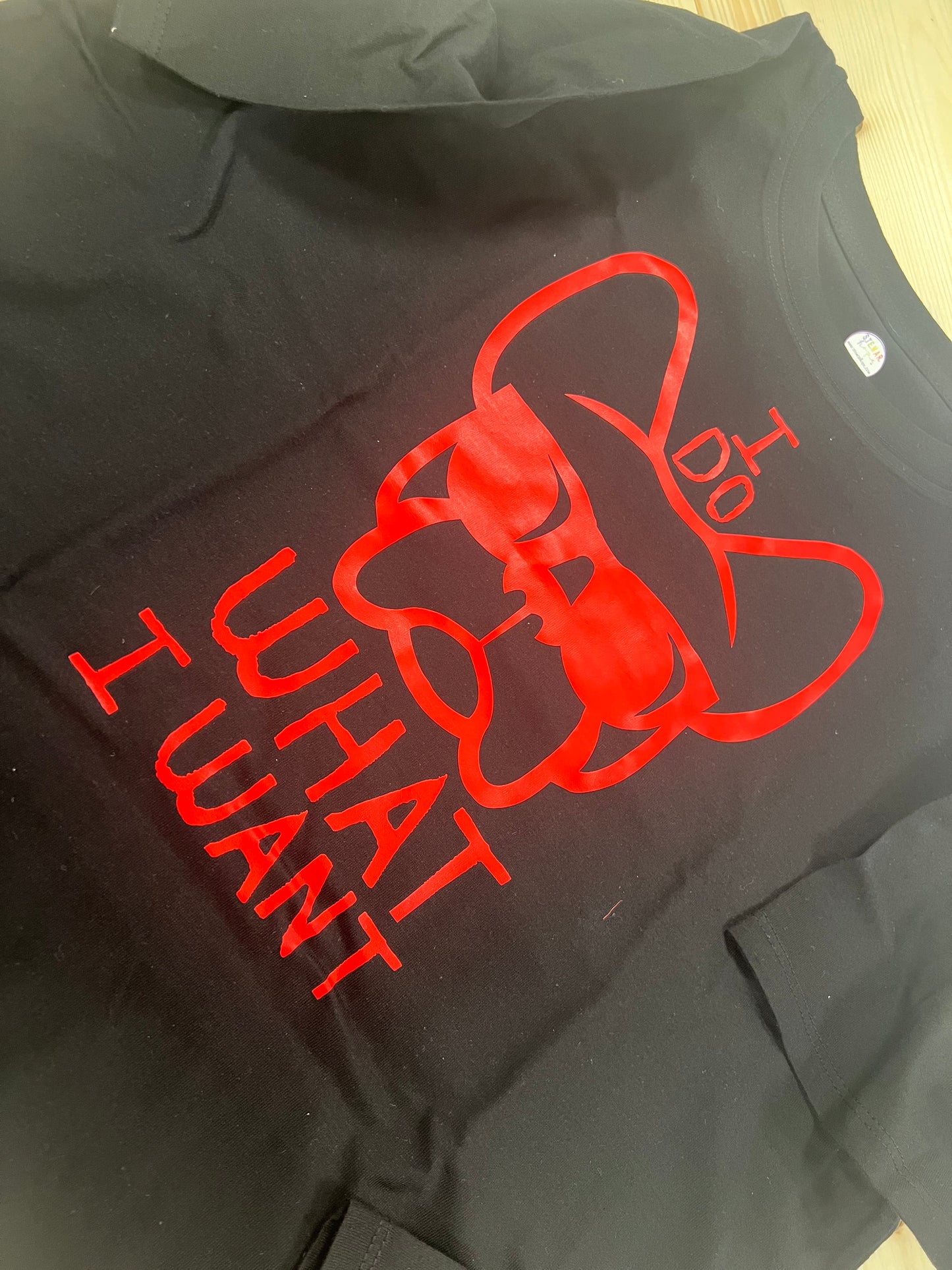T-shirt NERA, da donna in cotone, "ETTORE I DO WHAT I WANT"