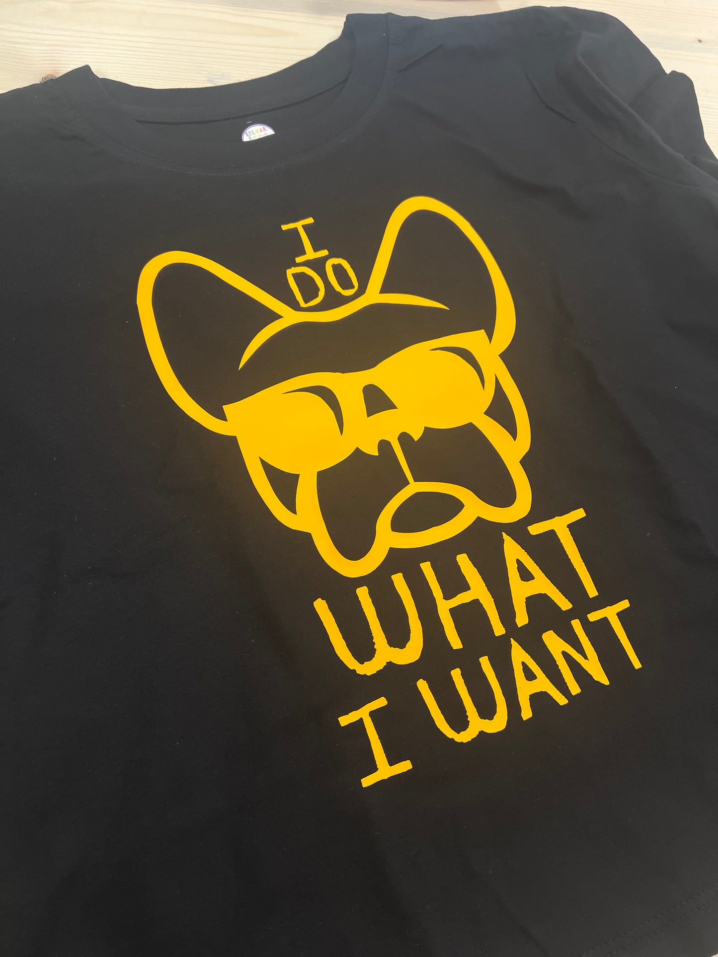 T-shirt NERA, da donna in cotone, "ETTORE I DO WHAT I WANT"