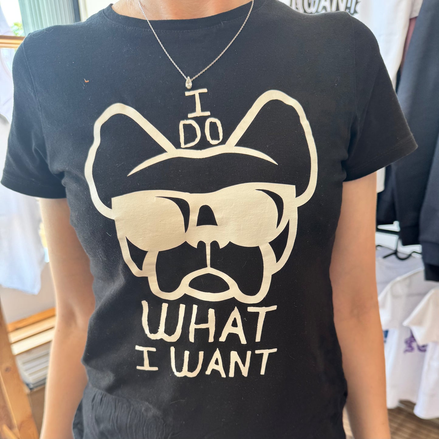 T-shirt NERA, da donna in cotone, "ETTORE I DO WHAT I WANT"