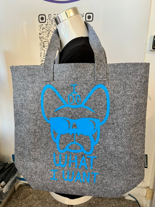 Borsa grande in 100% feltro riciclato con  "ETTORE--I DO WHAT I WANT"