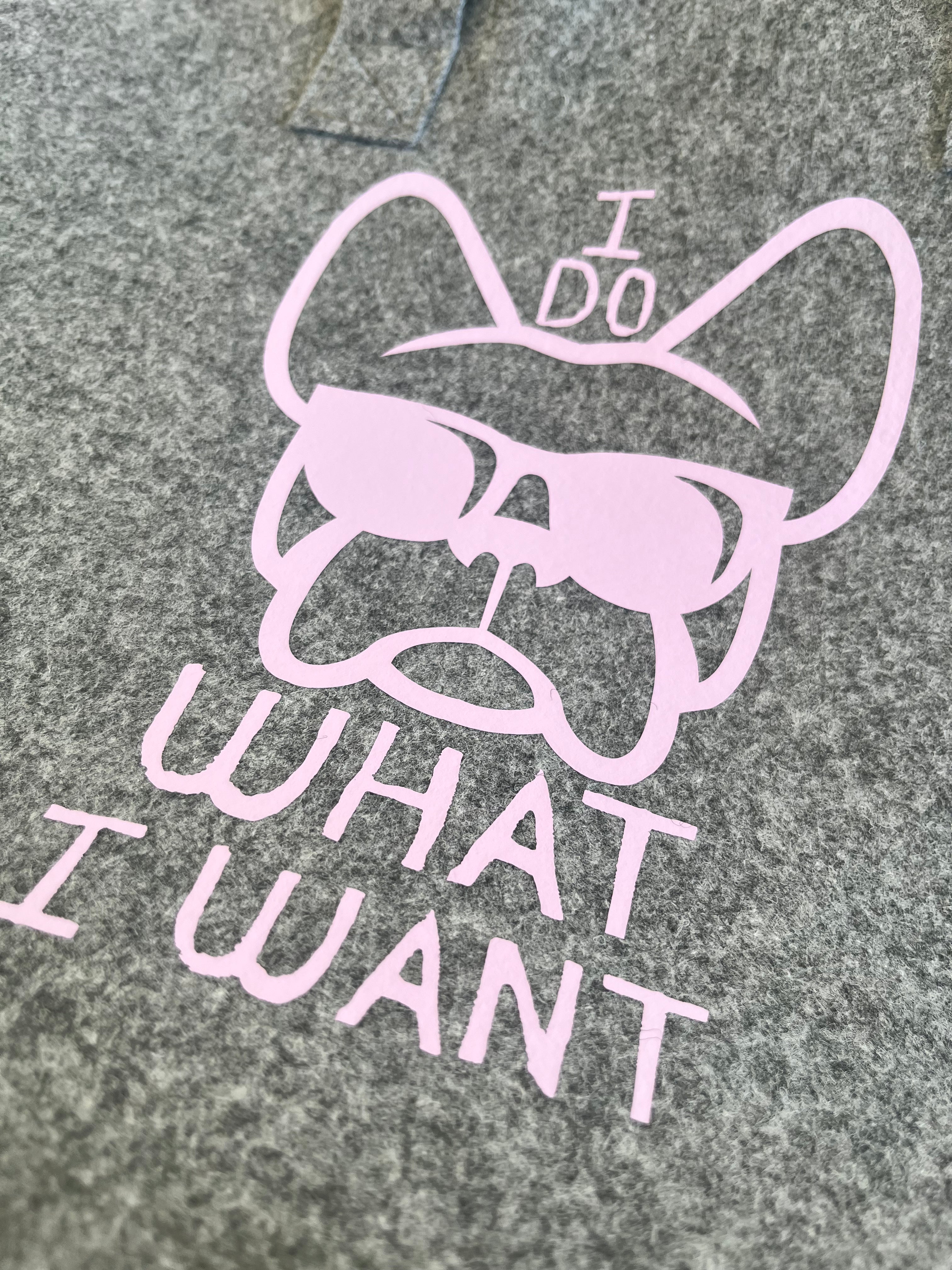 Borsa MEDIA in 100% feltro riciclato con  "ETTORE--I DO WHAT I WANT" LILLA