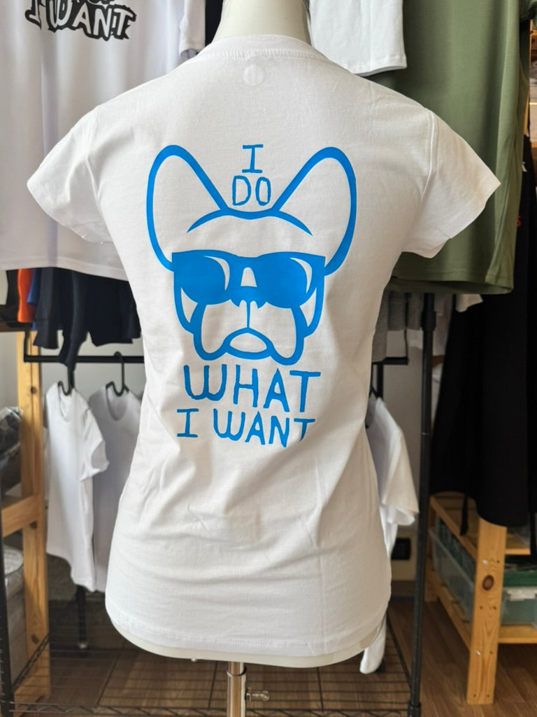 T-shirt BIANCA, scollo a V, "ETTORE I DO WHAT I WANT"