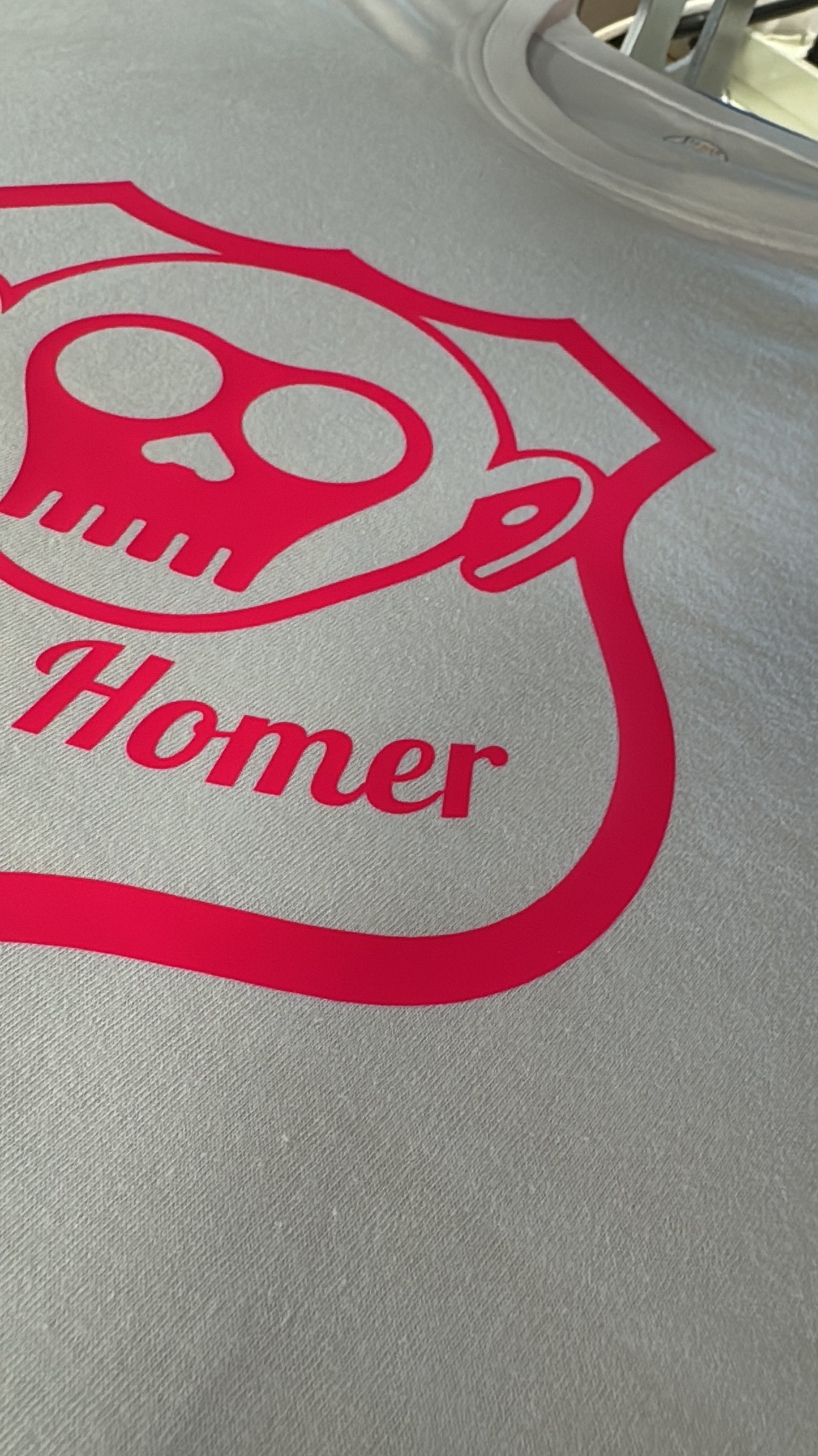 T-shirt BIANCA in cotone stampa "SUPER HOMER" ROSA FLUO