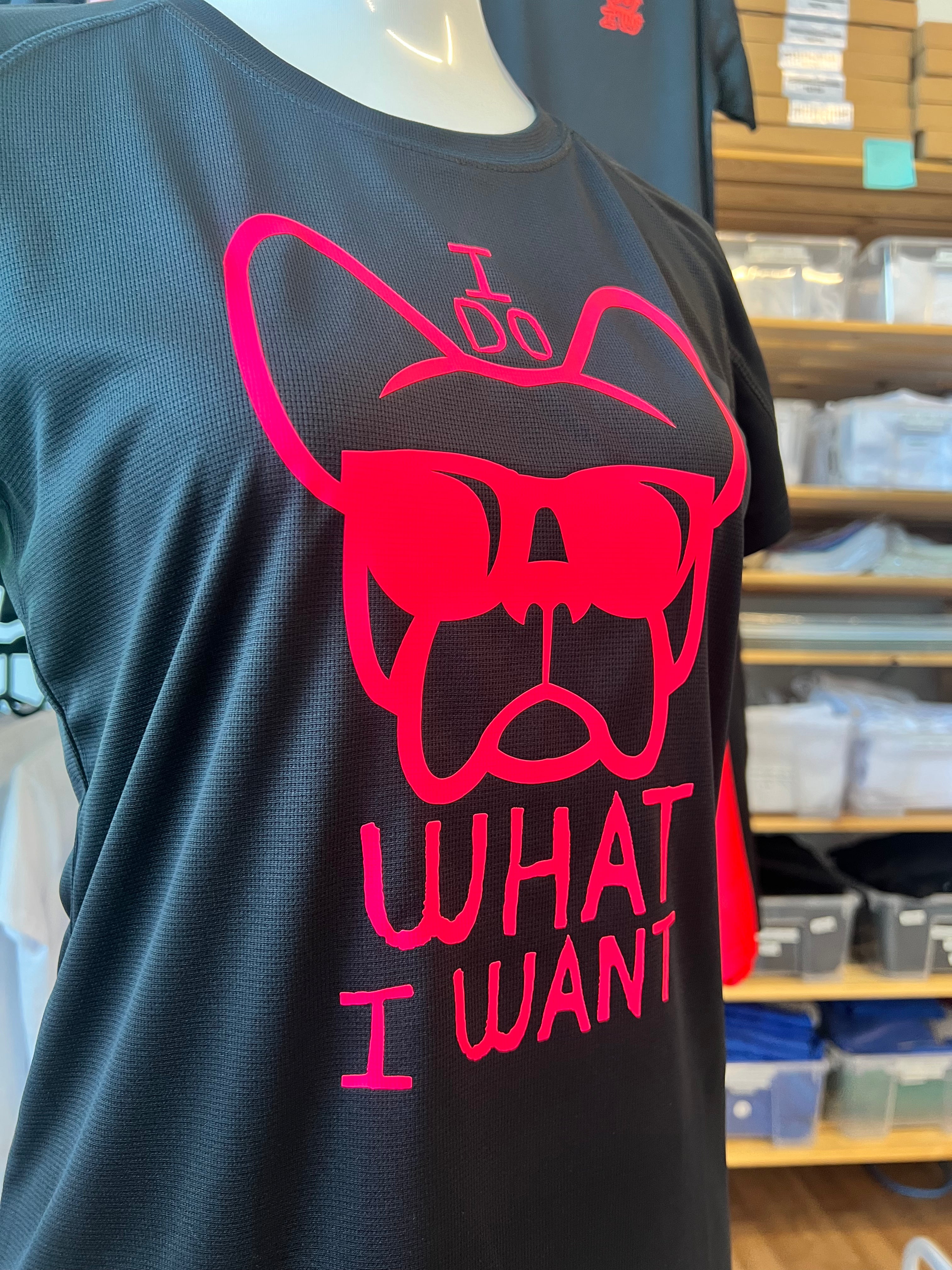 T-shirt tecnica NERA da donna, stampa "ETTORE -I DO WHAT I WANT"