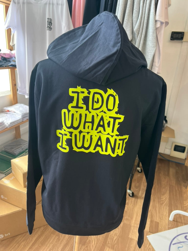 Felpa garzata nera con Zip - I do what I want