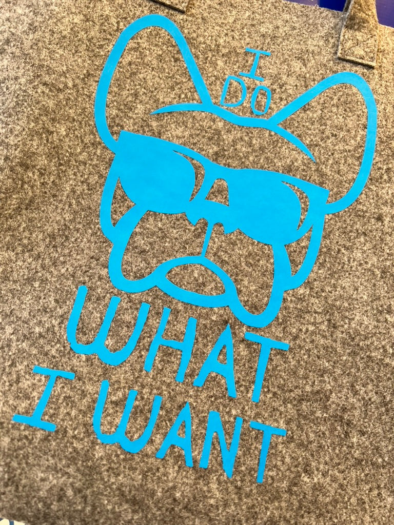 Borsa grande in 100% feltro riciclato con  "ETTORE--I DO WHAT I WANT"