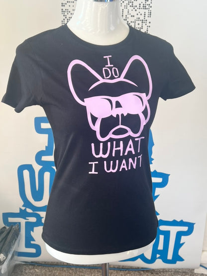T-shirt NERA, da donna in cotone, "ETTORE I DO WHAT I WANT"