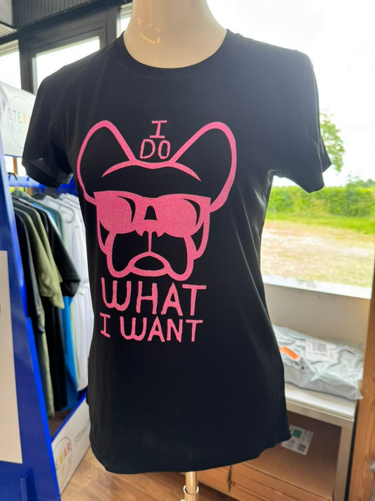 T-shirt tecnica NERA da donna, stampa "ETTORE -I DO WHAT I WANT"