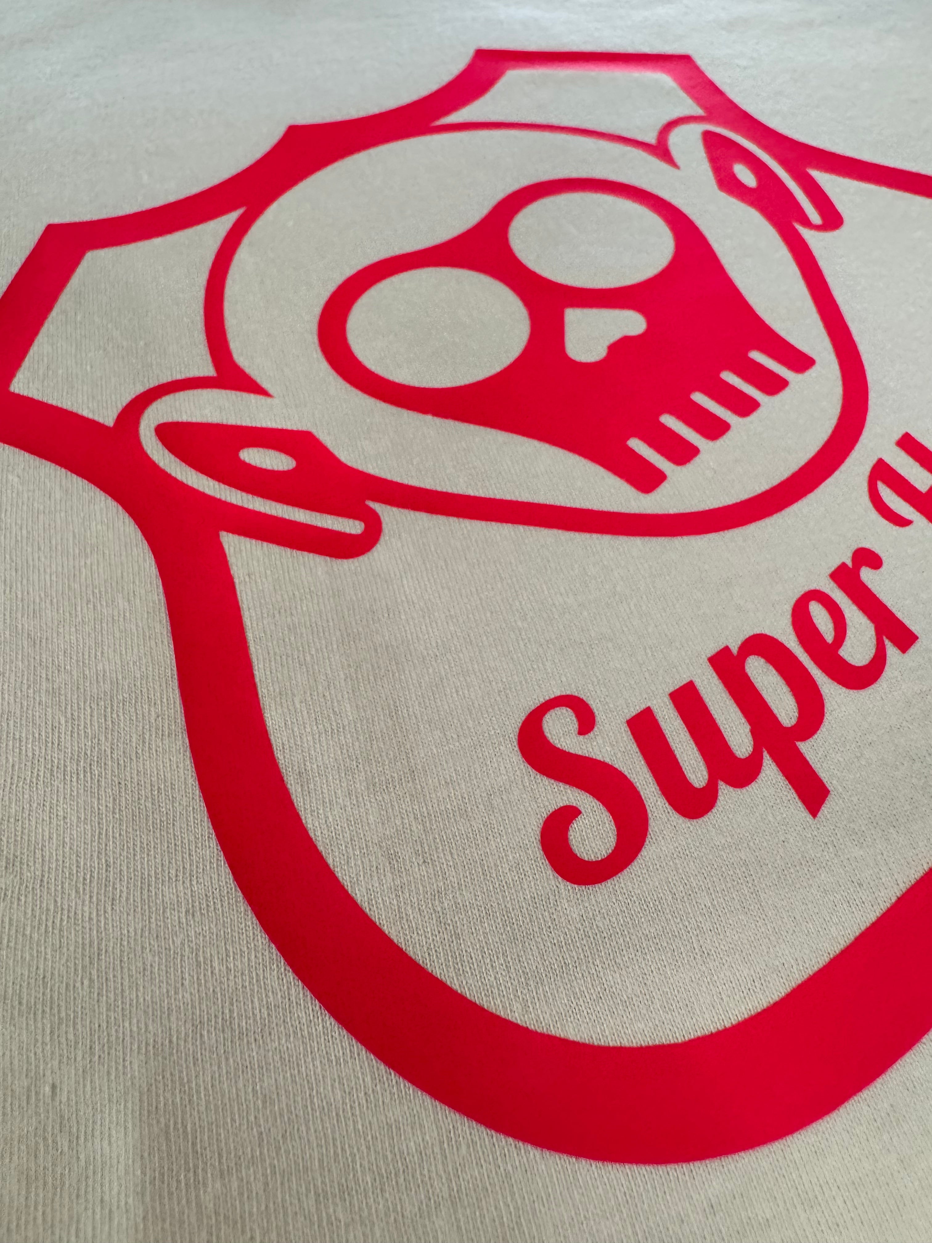 T-shirt BIANCA in cotone stampa "SUPER HOMER" ROSA FLUO