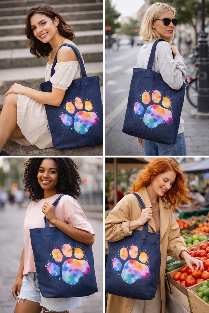 Borsa in 100% denim  riciclato con zampa