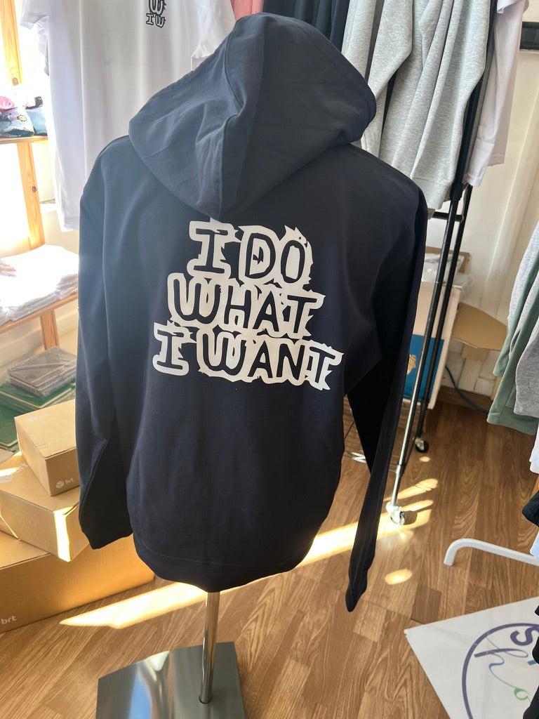 Felpa garzata nera con Zip - I do what I want