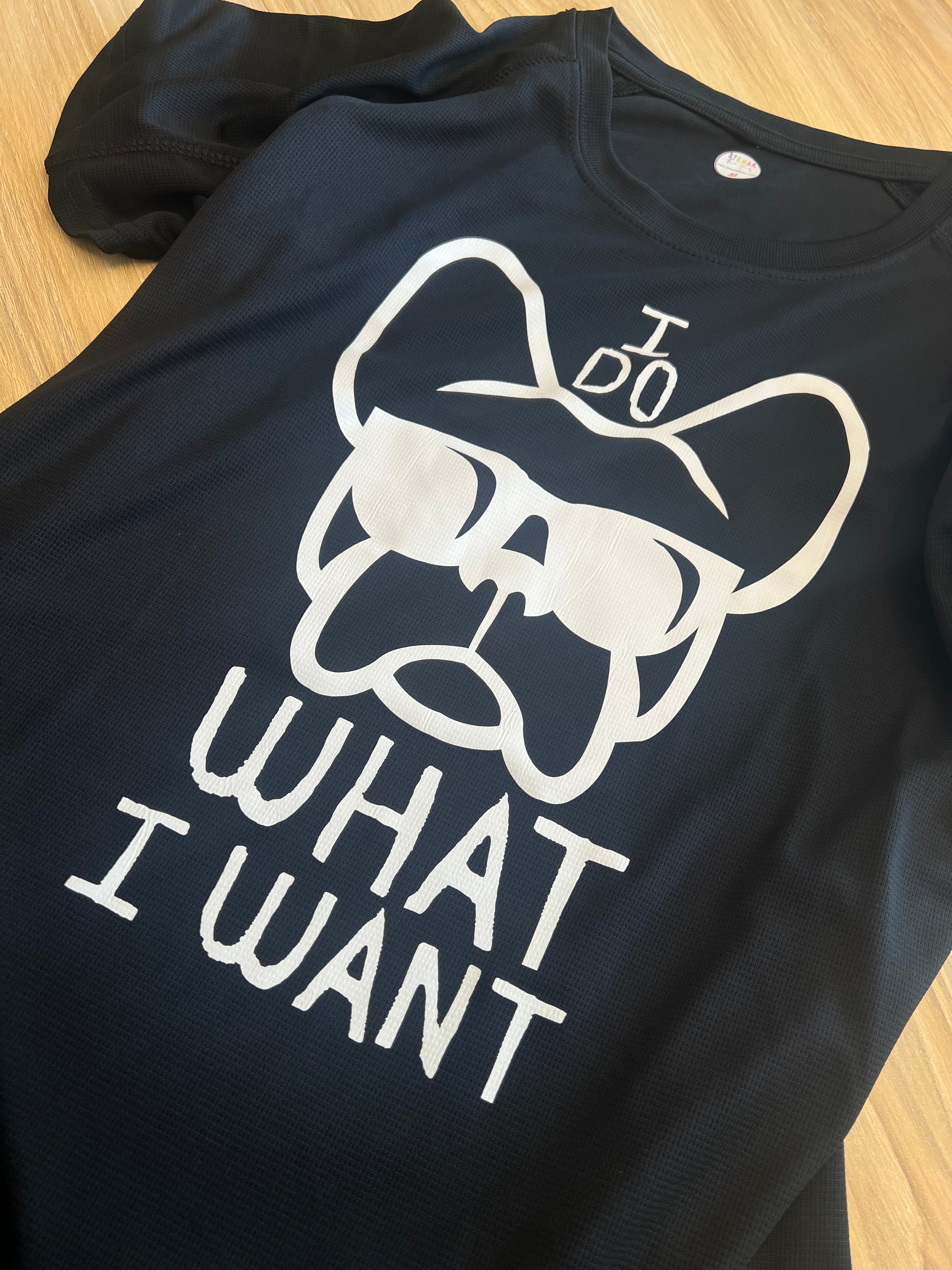 T-shirt tecnica NERA da donna, stampa "ETTORE -I DO WHAT I WANT"