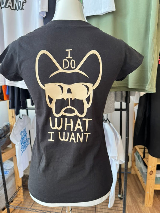 T-shirt NERA, scollo a V, "ETTORE I DO WHAT I WANT"