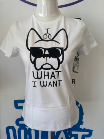 T-shirt BIANCA, da donna in cotone, "ETTORE I DO WHAT I WANT"