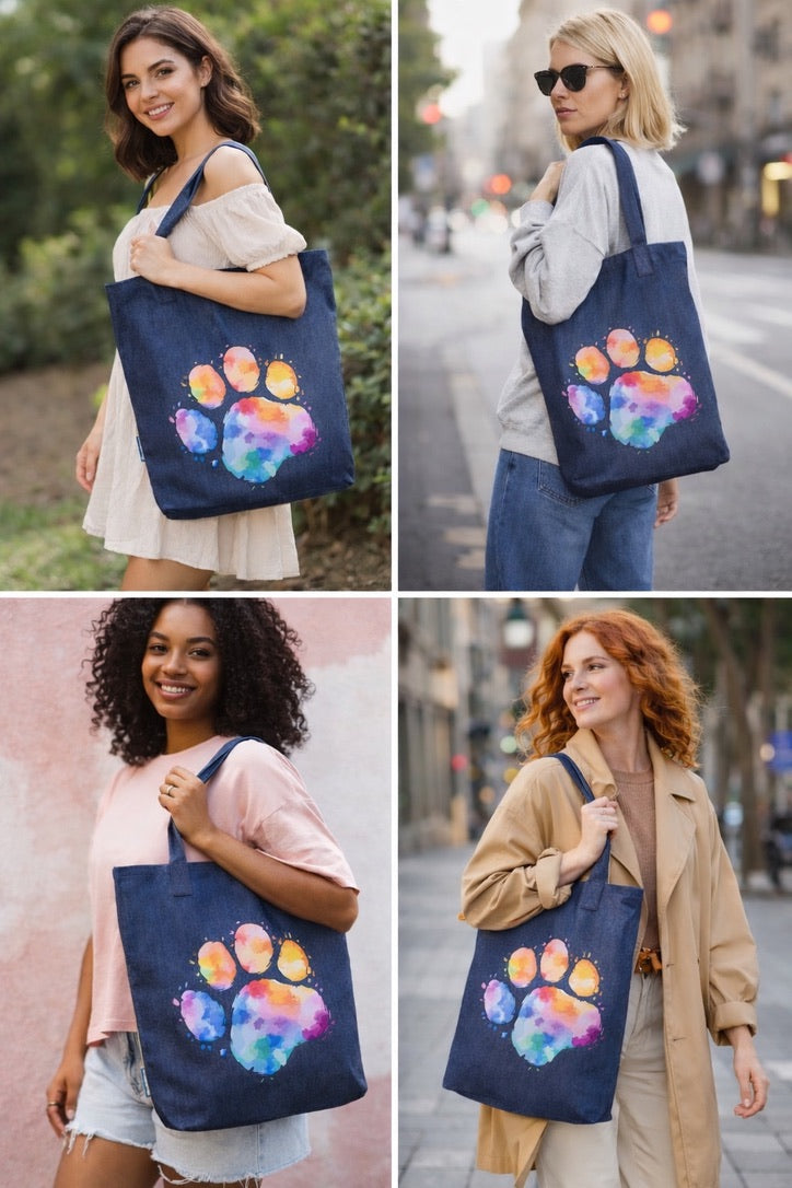 Borsa in 100% denim  riciclato con zampa