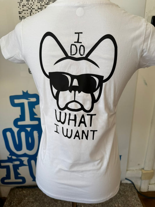 T-shirt BIANCA, scollo a V, "ETTORE I DO WHAT I WANT"