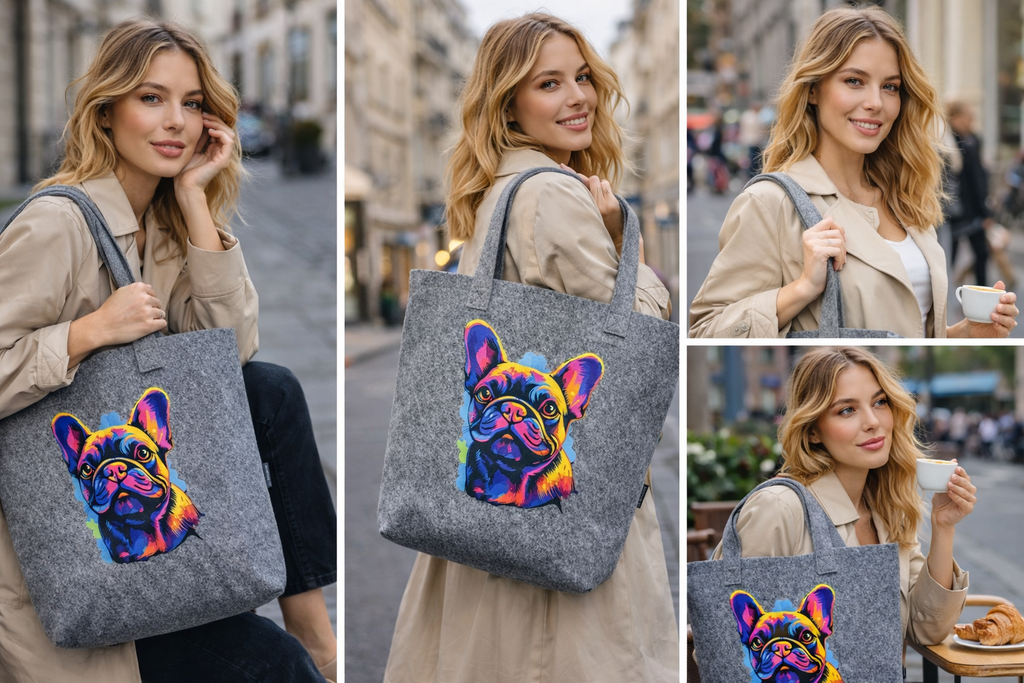 Borsa grande in 100% feltro riciclato con ETTORE