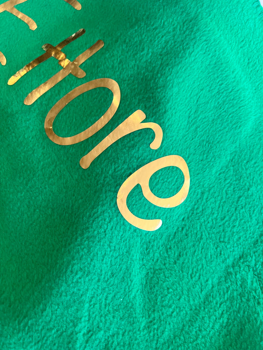 COPERTA IN PILE CON SCRITTA IN ORO PERSONALIZZABILE- DI CHE COLORE LA VUOI?