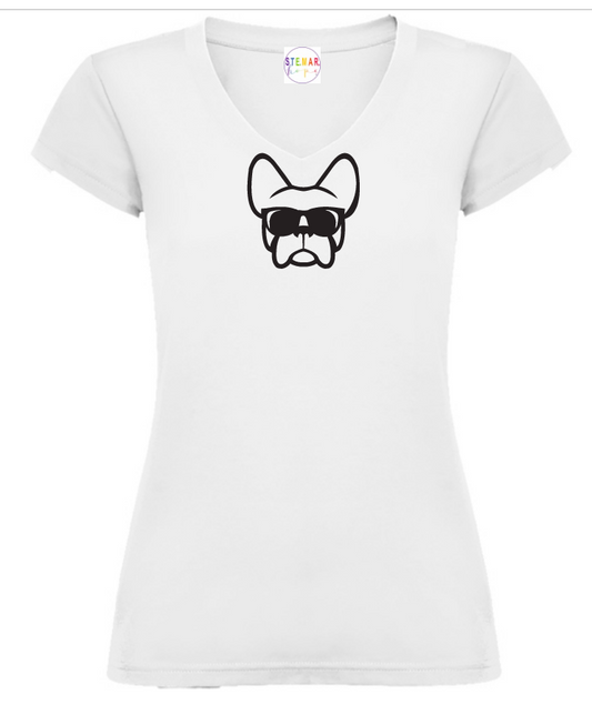 T-shirt BIANCA, scollo a V, "ETTORE I DO WHAT I WANT"