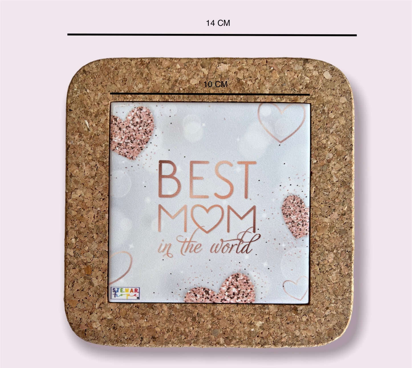 Sottopentola in ceramica e sughero -- kit 2 pz -- stampa BEST MOM IN THE WORLD